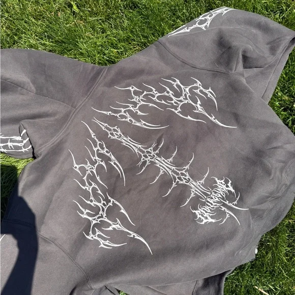 Basically new civil regime brigade zip up hoodie in charcoal grey - size medium